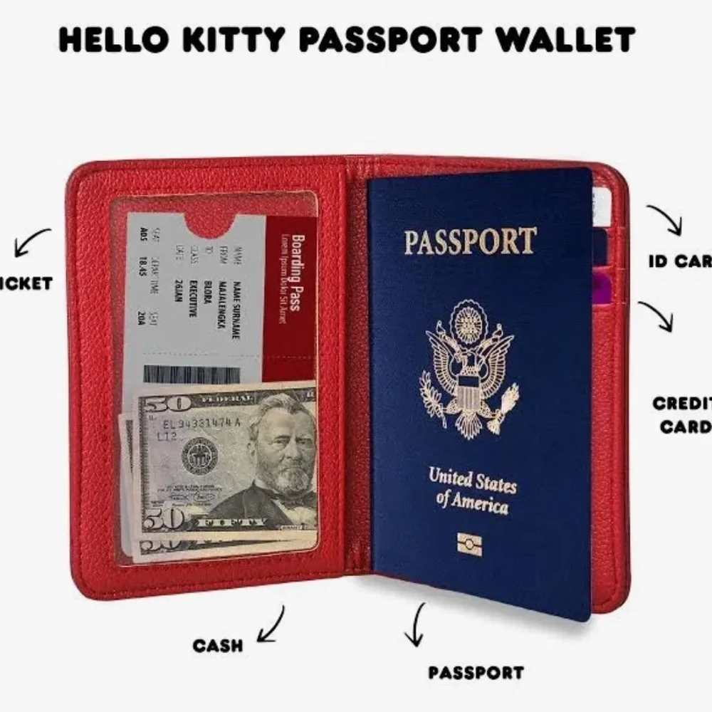 Hello Kitty Sanrio Travel Bundle - Passport Holder, Luggage Tags & Straps